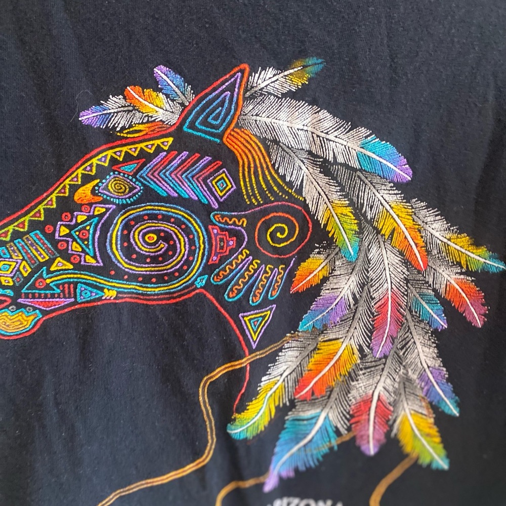 SPORTEX Black Arizona Horse Embroidered Tee Shirt Vintage - Picture 3 of 5